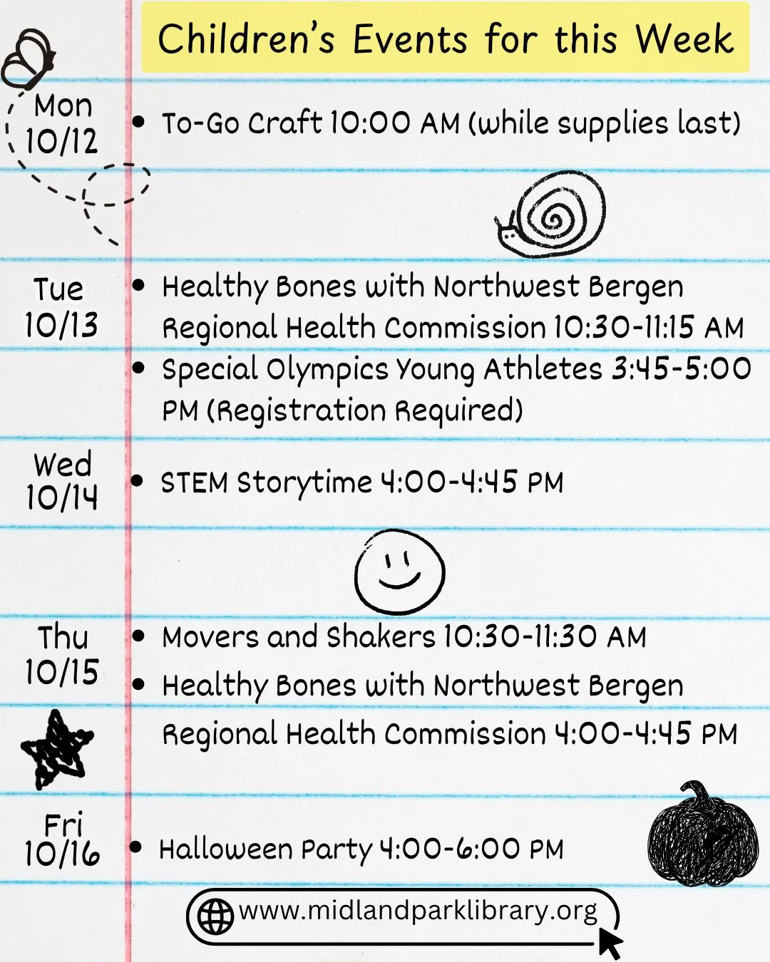 Join us this week at Midland Park Memorial Library for one of our children's programs!