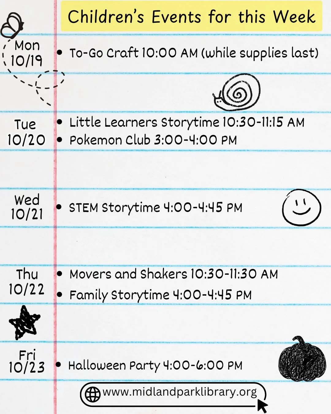 Join us at Midland Park Memorial Library this week for one of our children's programs!