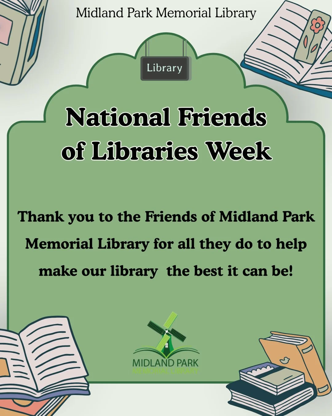 This week is National Friends of Libraries Week!! ⁠
⁠
Here at Midland Park Memorial Library we want to sincerely thank The Friends of Midland Park Memorial Library  for all their hard work to make help make the library the best it can be ✨⁠
⁠
From su