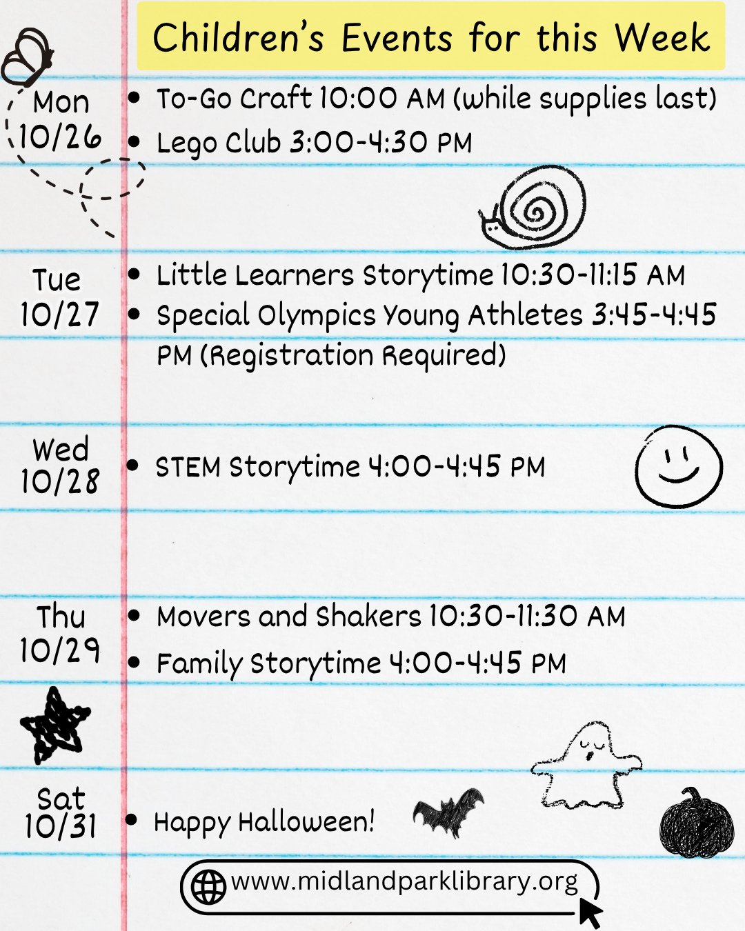Join us this week at Midland Park Memorial Library for one of our children's programs!