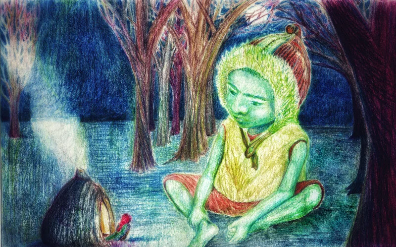 Boy in Hat. Illustration by A. Greer Harewood. (Copy)