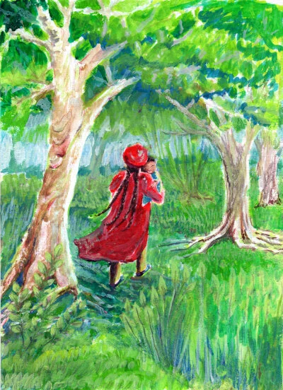 Red Riding Hood - Many years later, she walked through the same wood with her son. 