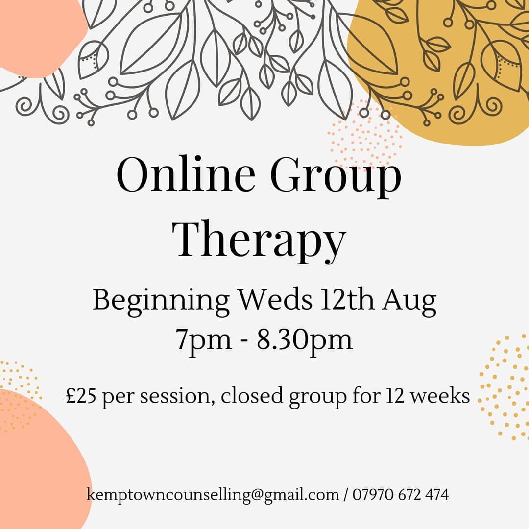 Group time! I'm so excited to be facilitating a new group starting in August. Group therapy is an opportunity to meet and be met by others, to tell your story and to understand yourself more deeply. I LOVE group work. It's an immersive experience whe