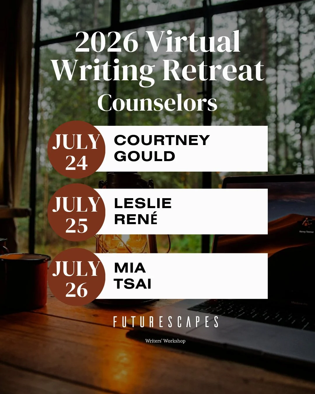 Wondering what a retreat day looks like?⁠
⁠
Each day includes:⁠
⁠
✦ Writing sprints⁠
⁠
✦ A counselor craft class⁠
⁠
✦ Counselor Q&amp;A⁠
⁠
✦ Guided writing session⁠
⁠
✦ A midday break⁠
⁠
✦ Evening writing blocks⁠
⁠
The goal is simple: help you stay i