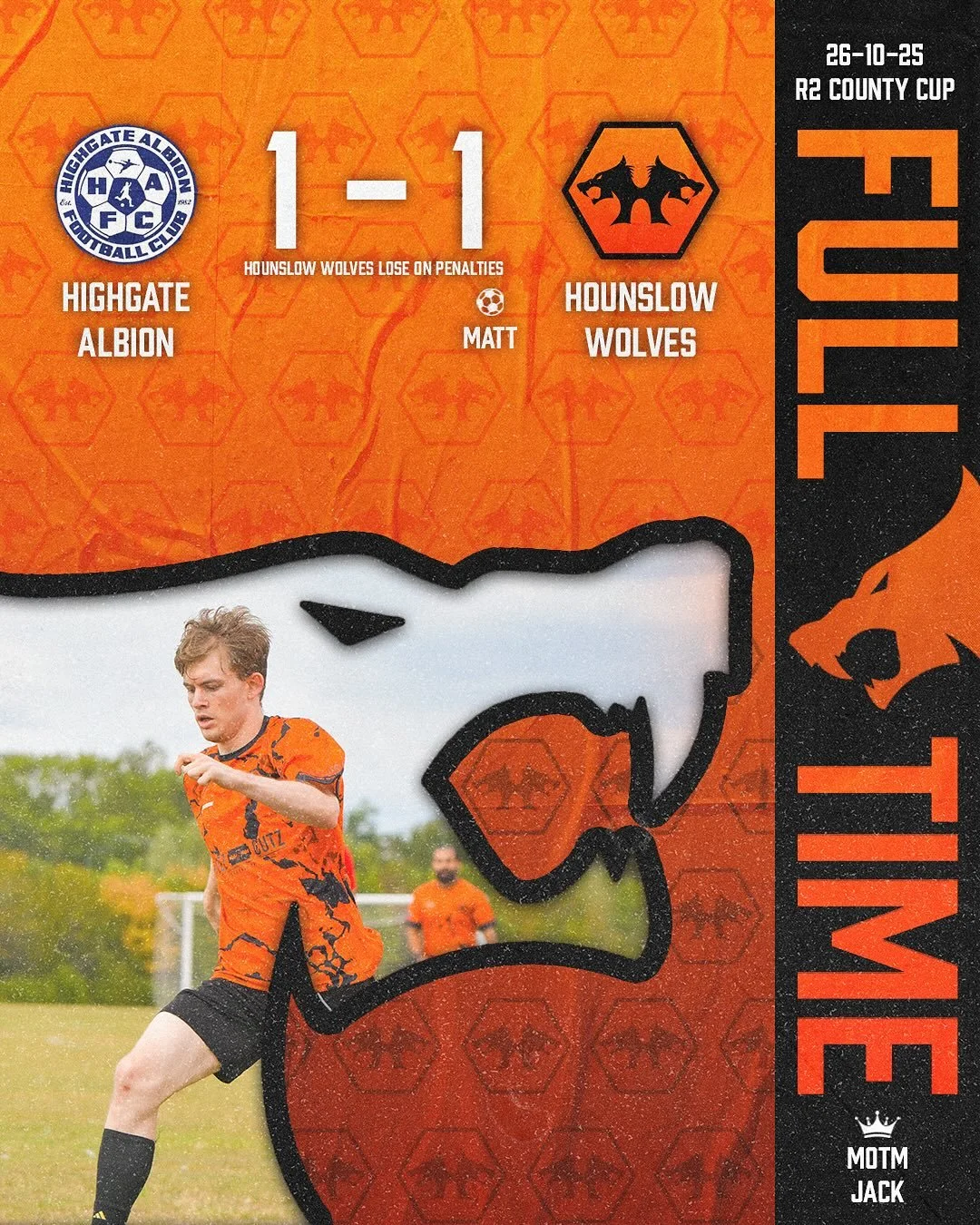 The 1s are knocked out of the county cup by Highgate Albion on penalties ⚽️ 
An unbelievable performance from the lads, with some key injuries in the squad, undone by a contentious penalty decision in the second half 🤔
The XIs suffer defeat in the