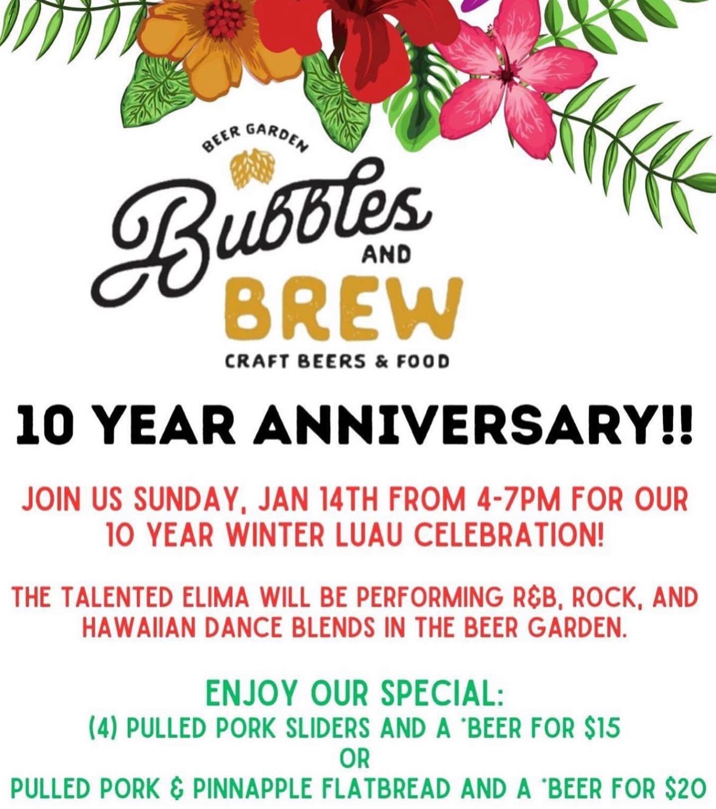 Join Bubbles and Brew Bistro this Sunday to celebrate their 10-year business anniversary! Congratulations on this important milestone and cheers 🥂to the next 10 years 🙌. #bubblesandbrewbistro #95037 #choosemorganhill #buylocalmorganhill #cityofmorg