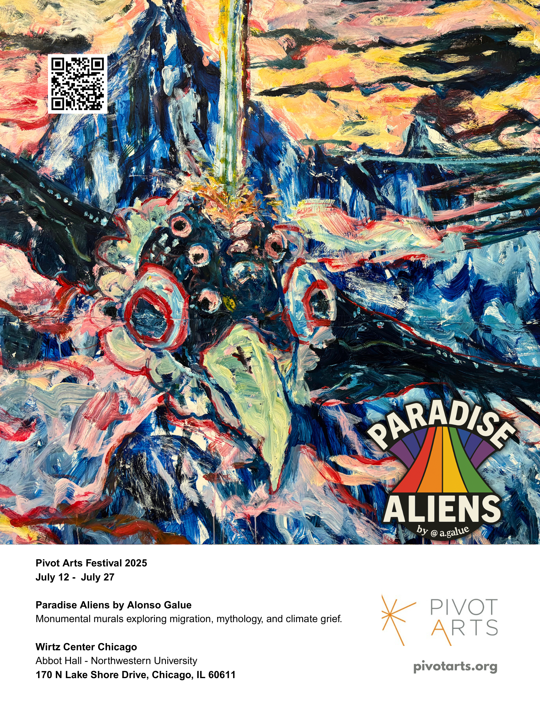 PARADISE ALIENS Pivot Arts Festival Saturday July 12 - Sunday July 27 Wirtz Center Chicago Abbot Hall - Northwestern University 170 N Lake Shore Drive, Chicago, IL 60611 (Poster (US)).png.png