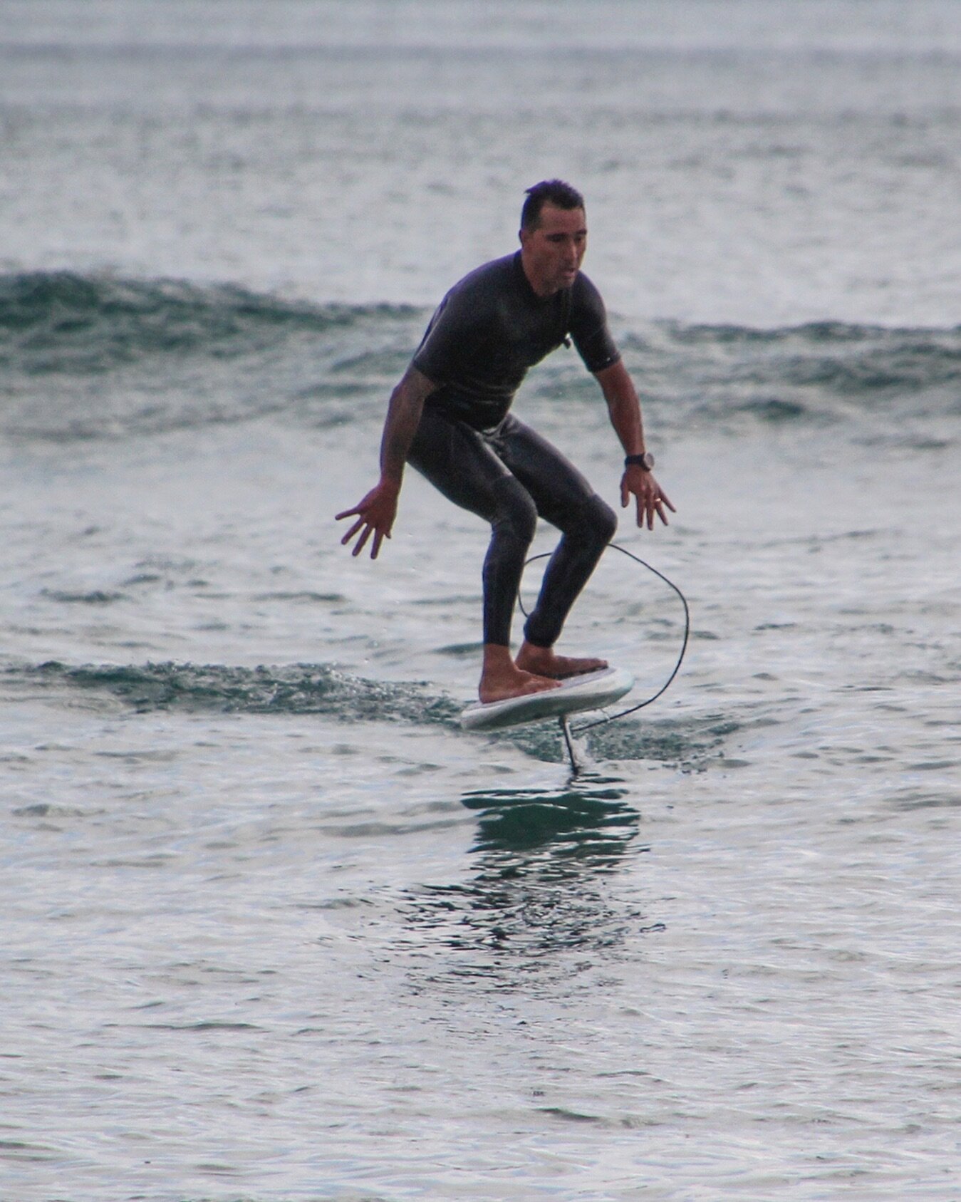 @ollybrunton towing into some waves at home on his custom 4&rsquo;6&rdquo; foil board!