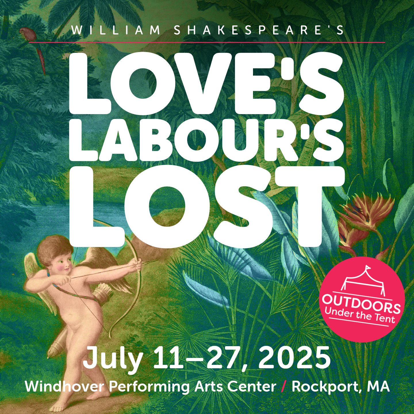 Antique illustration of cupid with the text "William Shakespeare's Love's Labour's Lost"