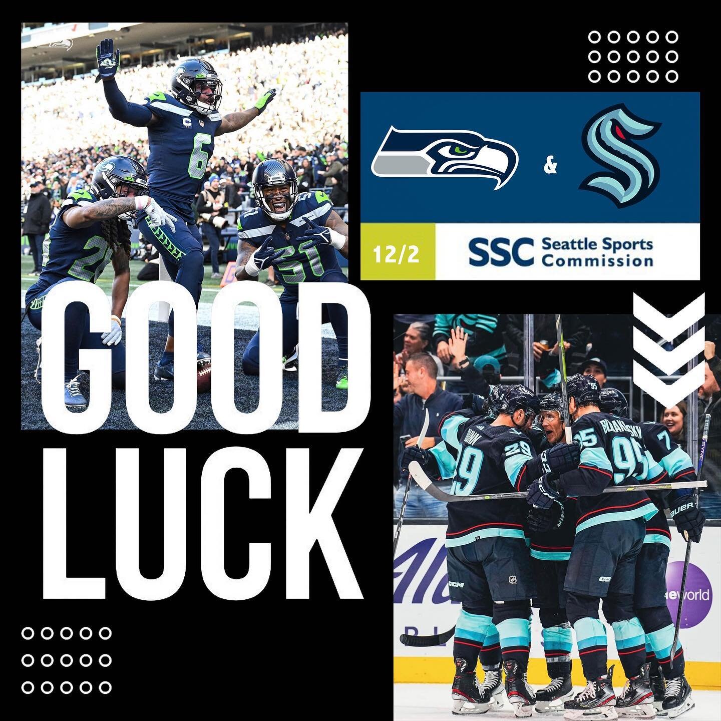 Are you ready, Seattle? 👀
🏒 The @seattlekraken look to pick up a win against the Florida Panthers this Saturday at 7:00 PM at @climatepledgearena!
🏈 The @seahawks look to get back on track as they take on the LA Rams this Sunday at 1:05 PM at SoFi