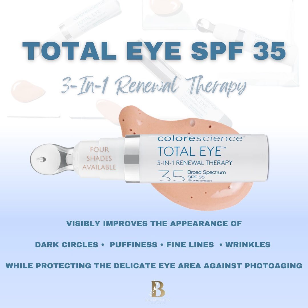 💫 Colorescience Total Eye 3-In-1 Renewal Therapy is an award winning undereye tinted cream + SPF. 

Broad Spectrum UVA/UVB product that protects against photoaging with its SPF 35 coverage while also acting as a makeup primer to brighten dark circle