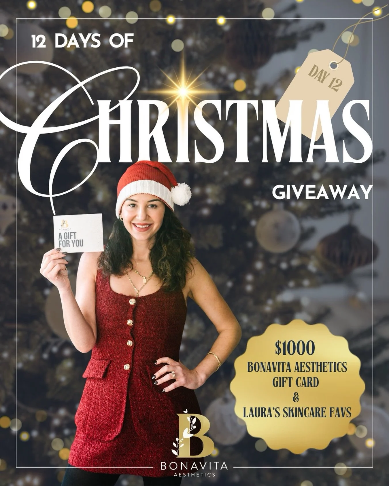 On the TWELFTH  Day of Christmas, BonaVita gave to me&hellip; ✨🥁 DRUM ROLL, PLEASE! 🥁 

For the FINAL day of our BonaVita Aesthetics #12DaysOfChristmasGiveaway AND in honor of our Owner &amp; Nurse Practitioner Laura&rsquo;s 12/12 Birthday,  we are