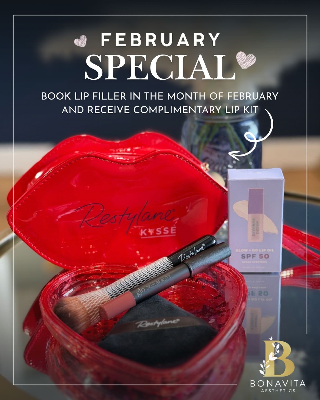 💋 Lip Love at BonaVita Aesthetics 

Pucker up, it&rsquo;s lip season! This February, treat yourself to beautifully enhanced lips with our Lip Filler Promo! 

💄 Bonus: Receive a complimentary Lip Kit with your lip filler service, while supplies last