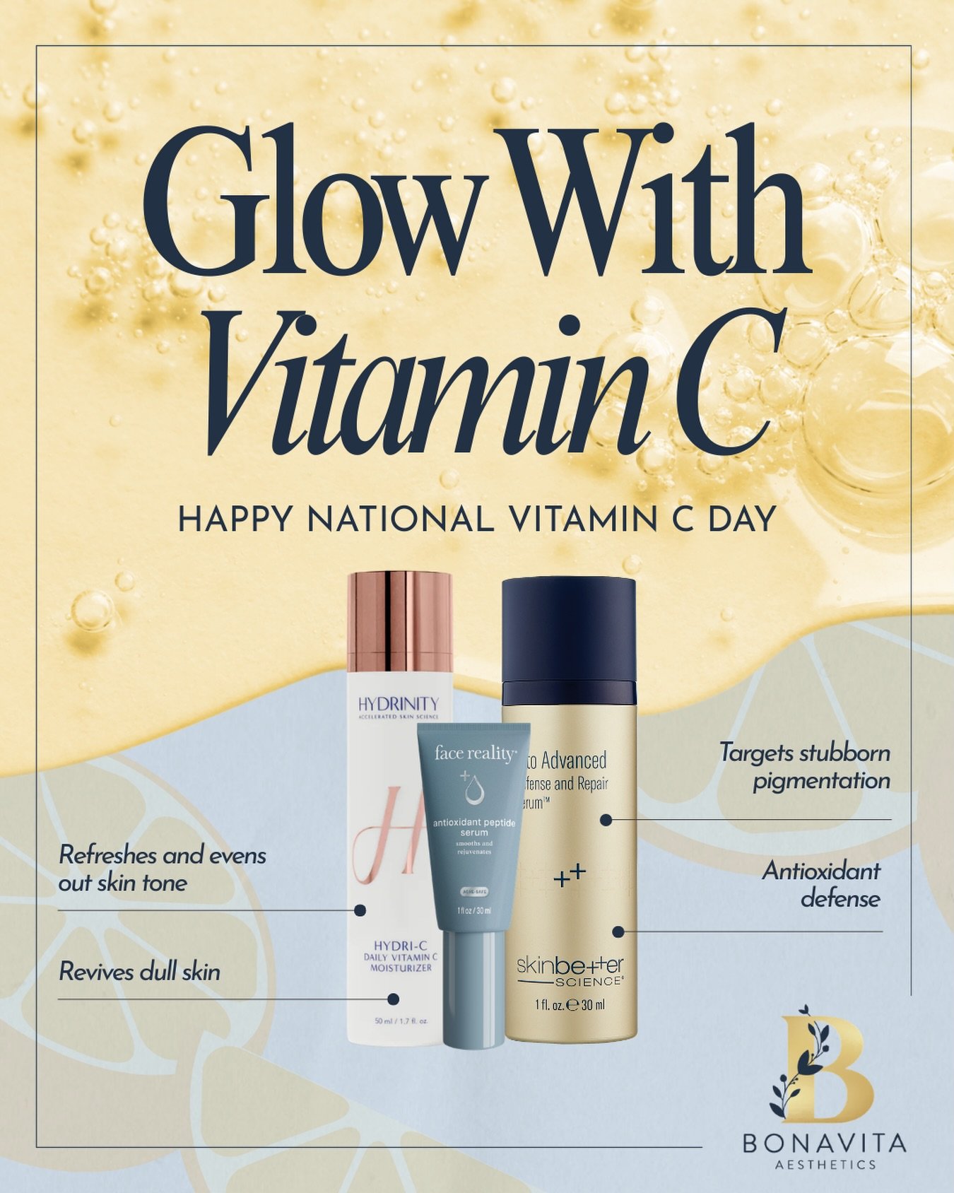 Happy National Vitamin C Day 🍊✨

Vitamin C is one of the most powerful antioxidants in your routine&mdash;helping to brighten, protect, and support overall skin health.

From targeting pigmentation to reviving dull skin, it&rsquo;s a true staple for