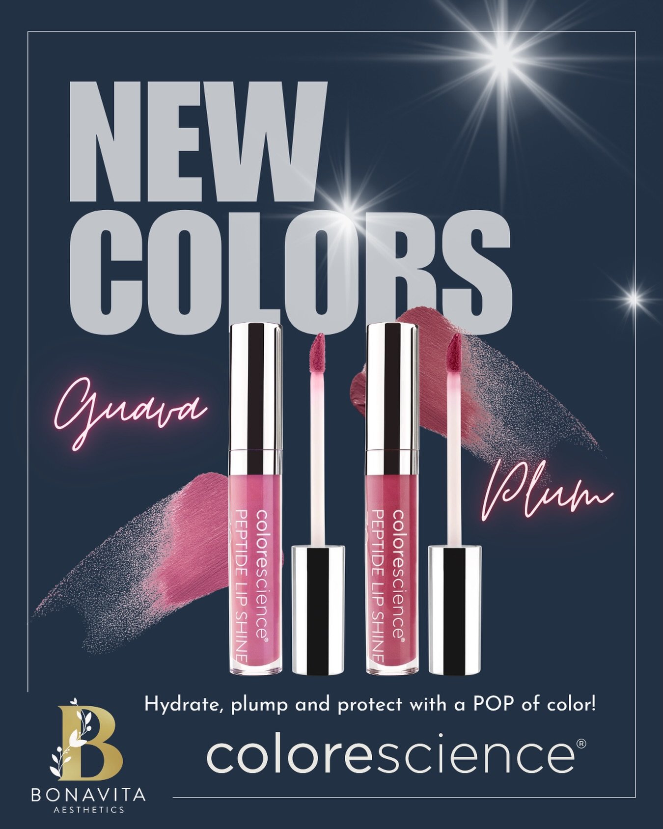 Meet the NEWEST shades joining the Colorescience Lip Shine Collection&hellip; ✨💋

GUAVA + PLUM have officially arrived at BonaVita Aesthetics &mdash; and they are the PERFECT blend of skincare + beauty.

These hydrating lip shines deliver:
 💕 A glo