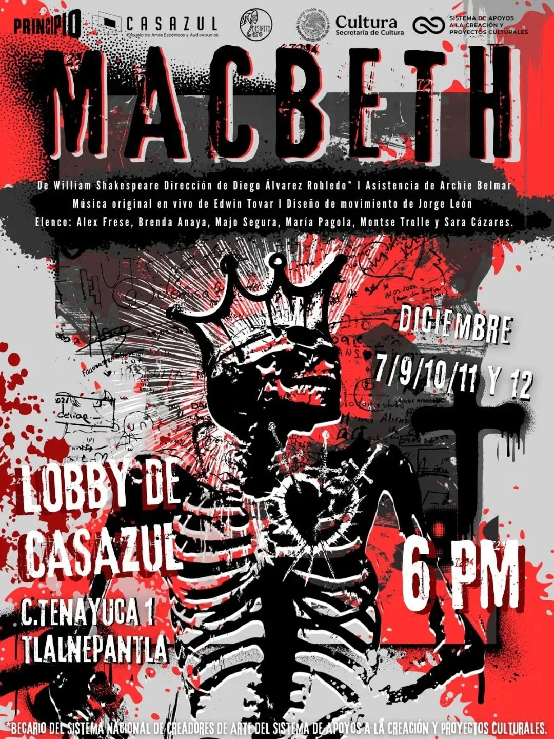 El colectivo @distrito.cer0 de 6A 1 presenta MACBETH, una poderosa reinterpretaci&oacute;n del cl&aacute;sico, dirigida por el docente Diego &Aacute;lvarez Robledo.
Una puesta en escena que te sumergir&aacute; en la ambici&oacute;n, el destino y la o