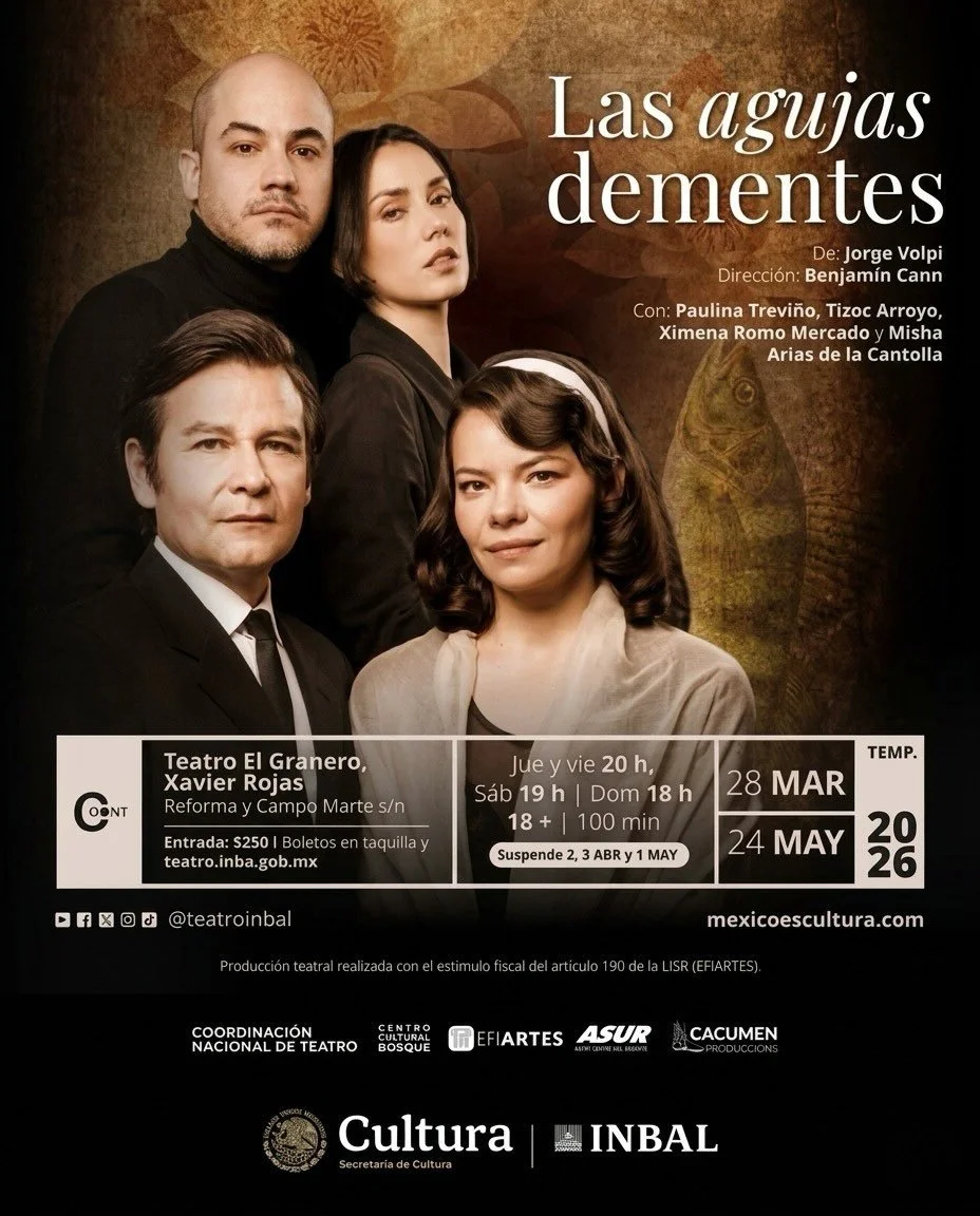 Un thriller esc&eacute;nico que atraviesa la mente, la memoria y la verdad. 🖤
 Las agujas dementes
Con la participaci&oacute;n de Ximena Romo @ximenalaromo egresada de CasAzul, en una puesta que no te suelta.
🗓 Del 28 de marzo al 24 de mayo 2026
 ?