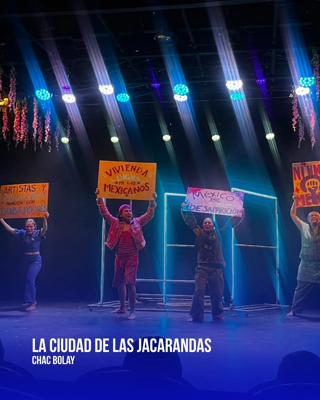 Celebramos el cierre de temporada de los proyectos que siguen llevando el talento de nuestra comunidad a los escenarios.
Felicitamos al colectivo Chac Bolay por La ciudad de las jacarandas, que concluy&oacute; temporada en la Sala Xavier Villaurrutia