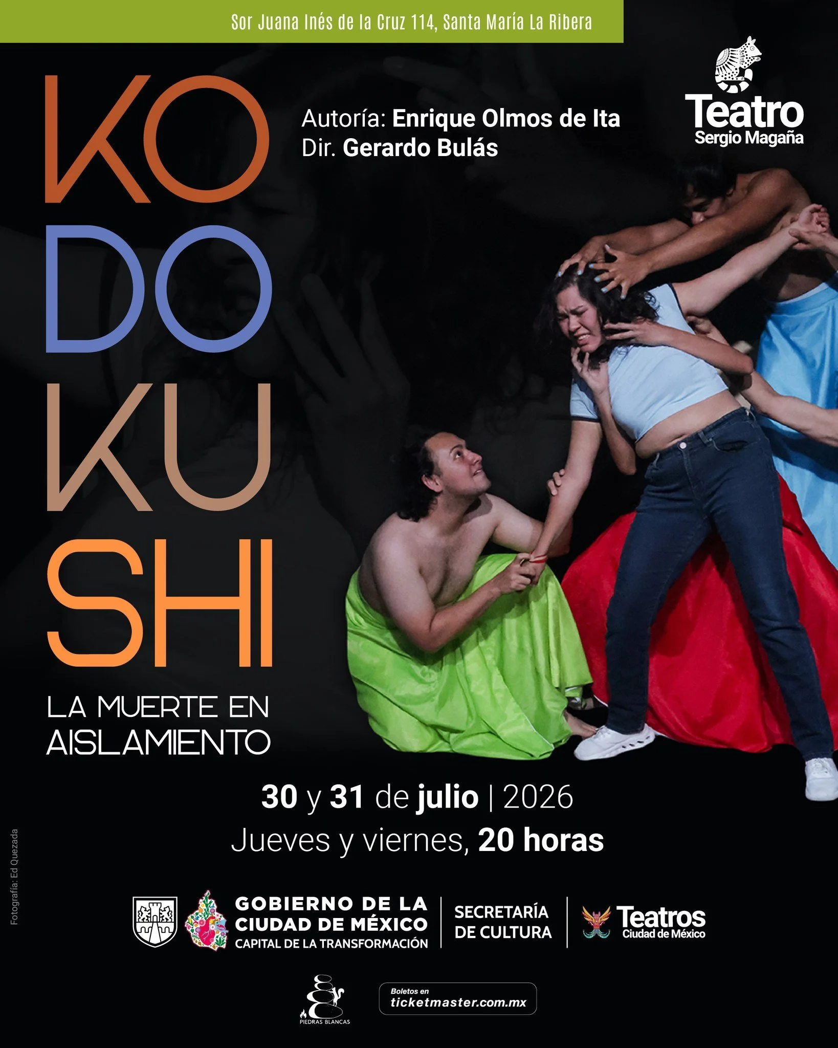 ✨ No te pierdas Kodokushi: La muerte en aislamiento, una puesta en escena del colectivo Piedras Blancas.
💙 Escrita por Enrique Olmos de Ita y dirigida por Gera Bul&aacute;s, esta obra regresa a los escenarios con una nueva temporada.
📍 Teatro Sergi