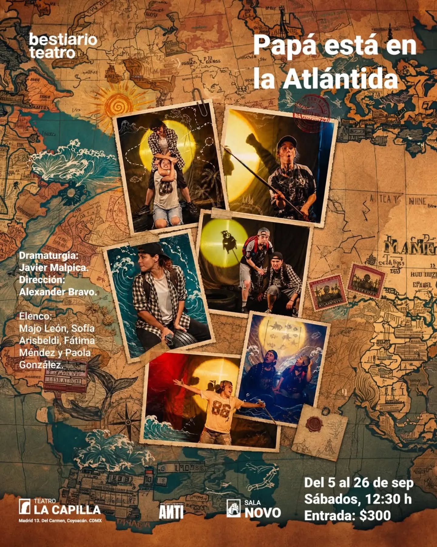 Nos emociona compartir el reestreno de Pap&aacute; est&aacute; en la Atl&aacute;ntida, una puesta en escena de Bestiario Teatro, colectivo integrado por egresadas y egresados de CasAzul.
Apoyemos el talento de nuestra comunidad y acompa&ntilde;emos a