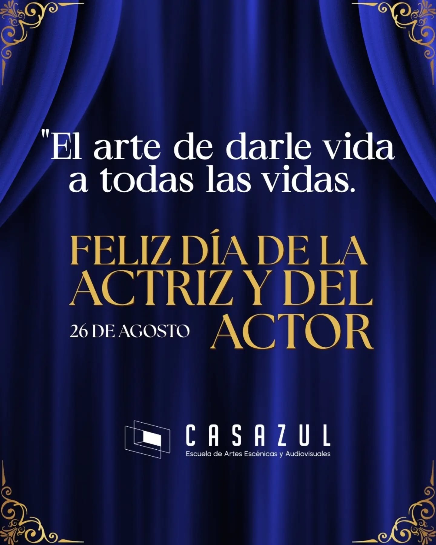 Crear universos, habitar otras pieles y conmover desde las entra&ntilde;as. Hoy celebramos la valent&iacute;a de subir al escenario y la entrega ante cada c&aacute;mara. &iexcl;Feliz D&iacute;a del Actor y de la Actriz a nuestra incre&iacute;ble comu