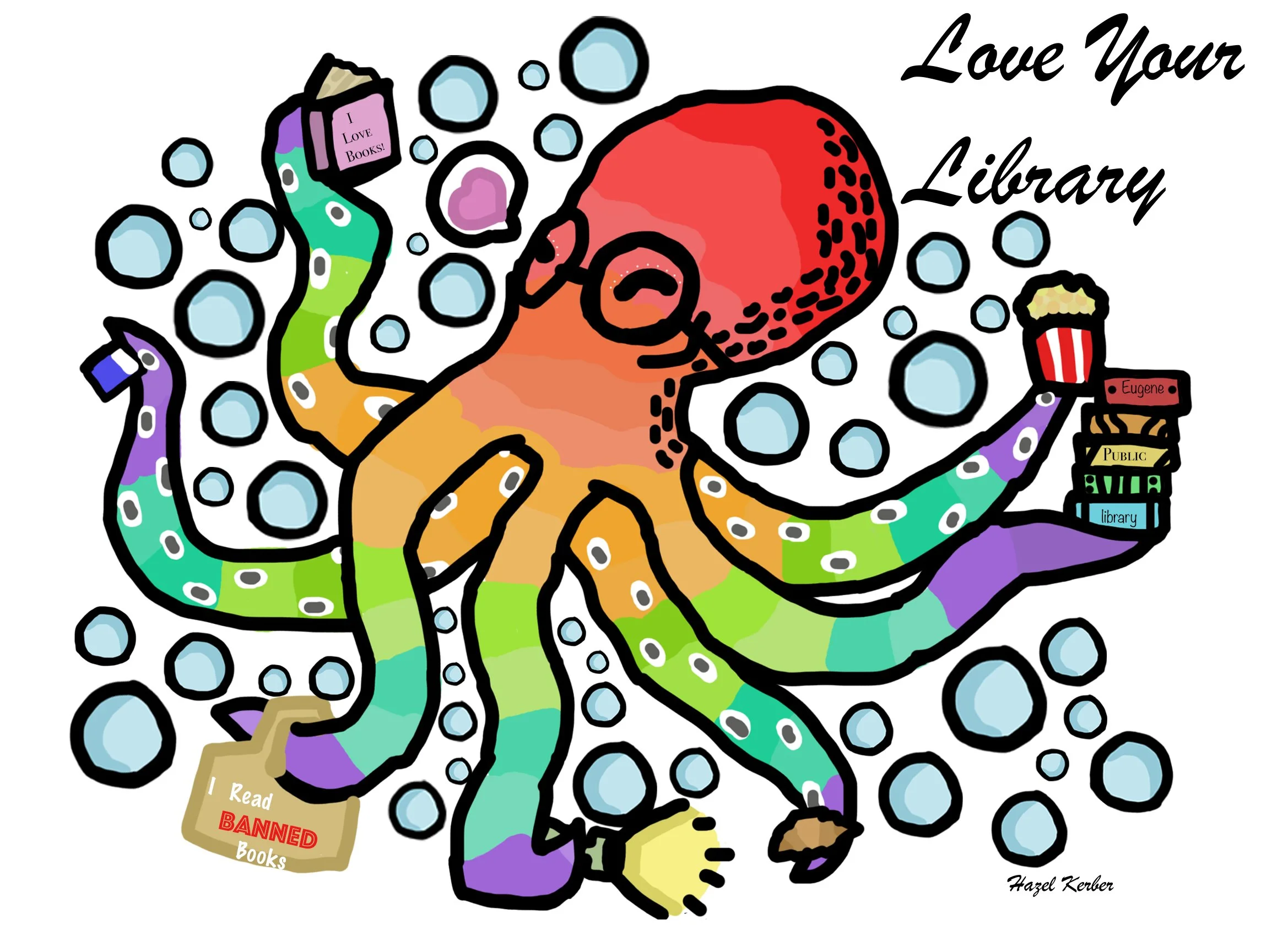 4. Title: Sea of Knowledge, Description: I have been going to the Eugene public library since I was little, and last year I went to the gala. After seeing the amazing entries, I thought, "I want to do that!" And thats exactly what I did. My design is