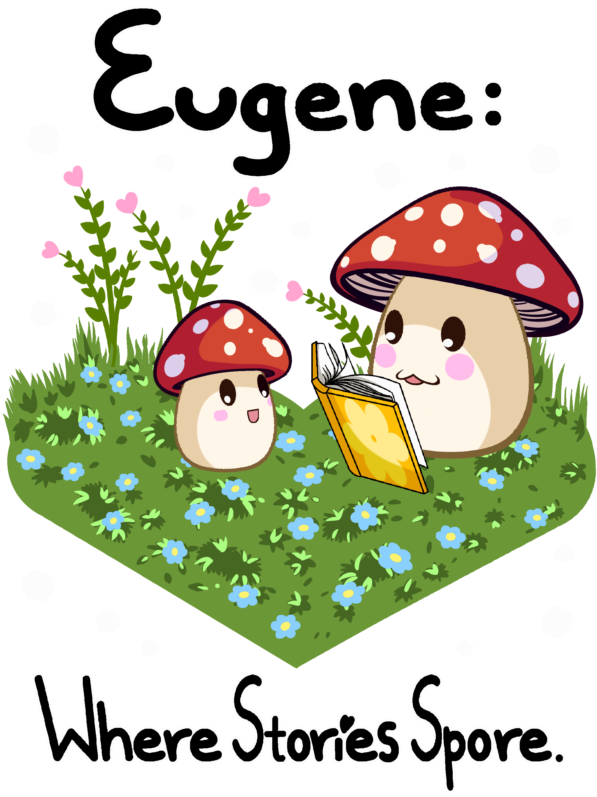 6. Title: Spore-ing Knowledge, Description: Books are more than just ink on paper; they 'spore' new ideas and strengthen interconnected thinking within my mind. This design celebrates our local library as the heart of the network where knowledge spre