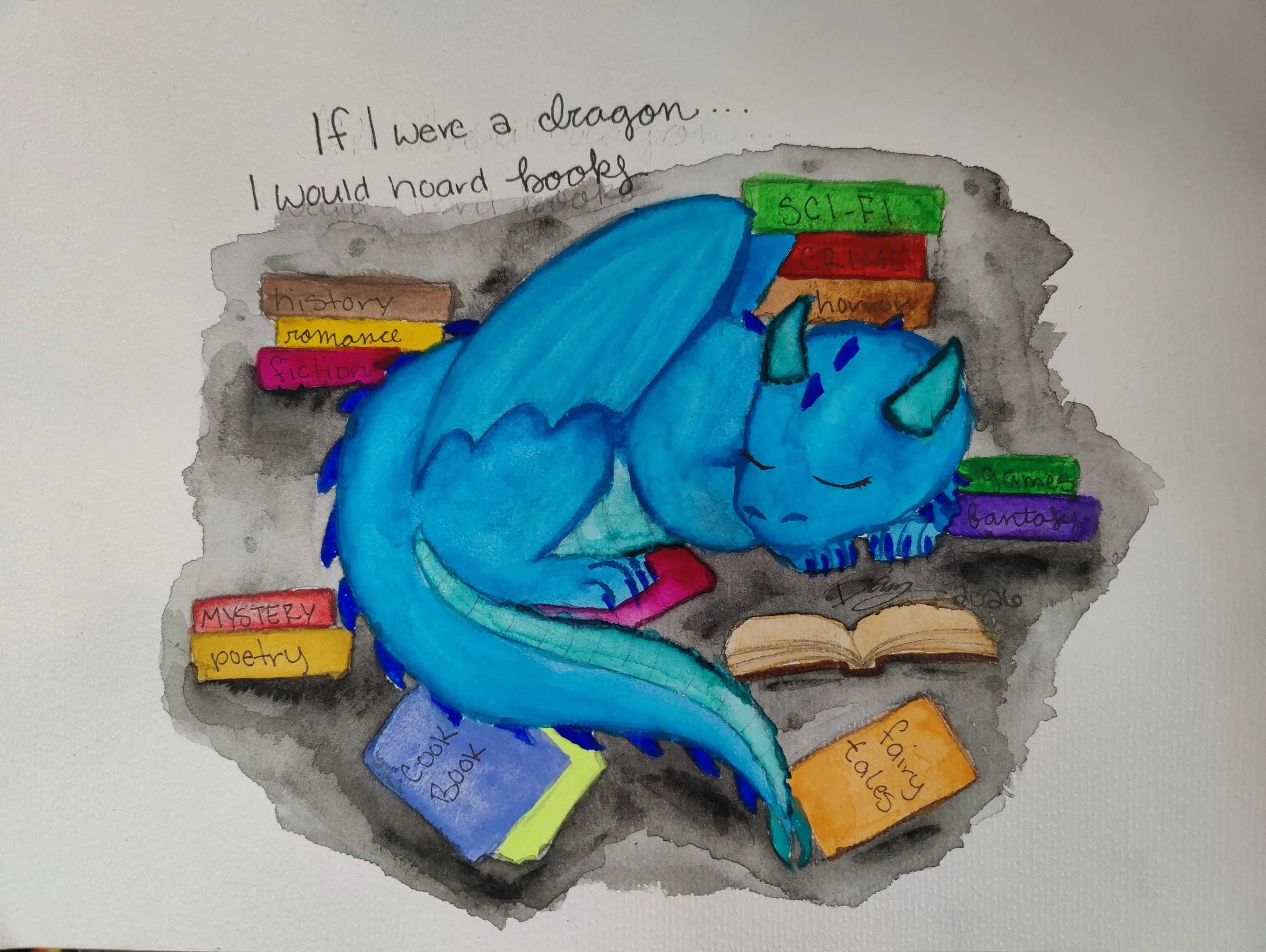 13. Title: Book Dragon, Description: I've always been an avid reader. Libraries have always been a special place for me to go and discover new fantastical worlds, and the Eugene library is possibly the most impressive one I've ever visited. As a fan 