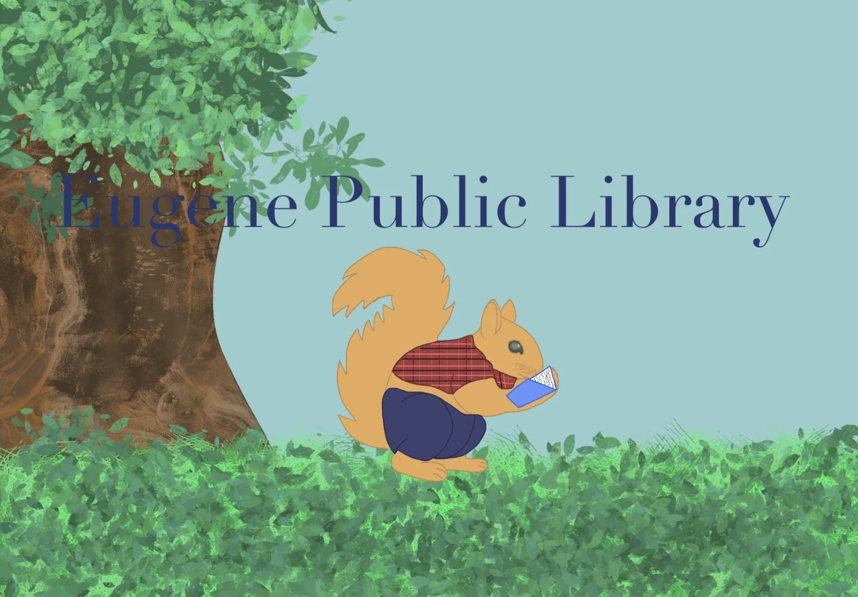 3. Title: Anyone Can Enjoy a Good Tail, Description: From preschool story time to teen center activities, I have spent countless hours at the library. I drew a squirrel reading a good book like I have, and hopefully countless more will.