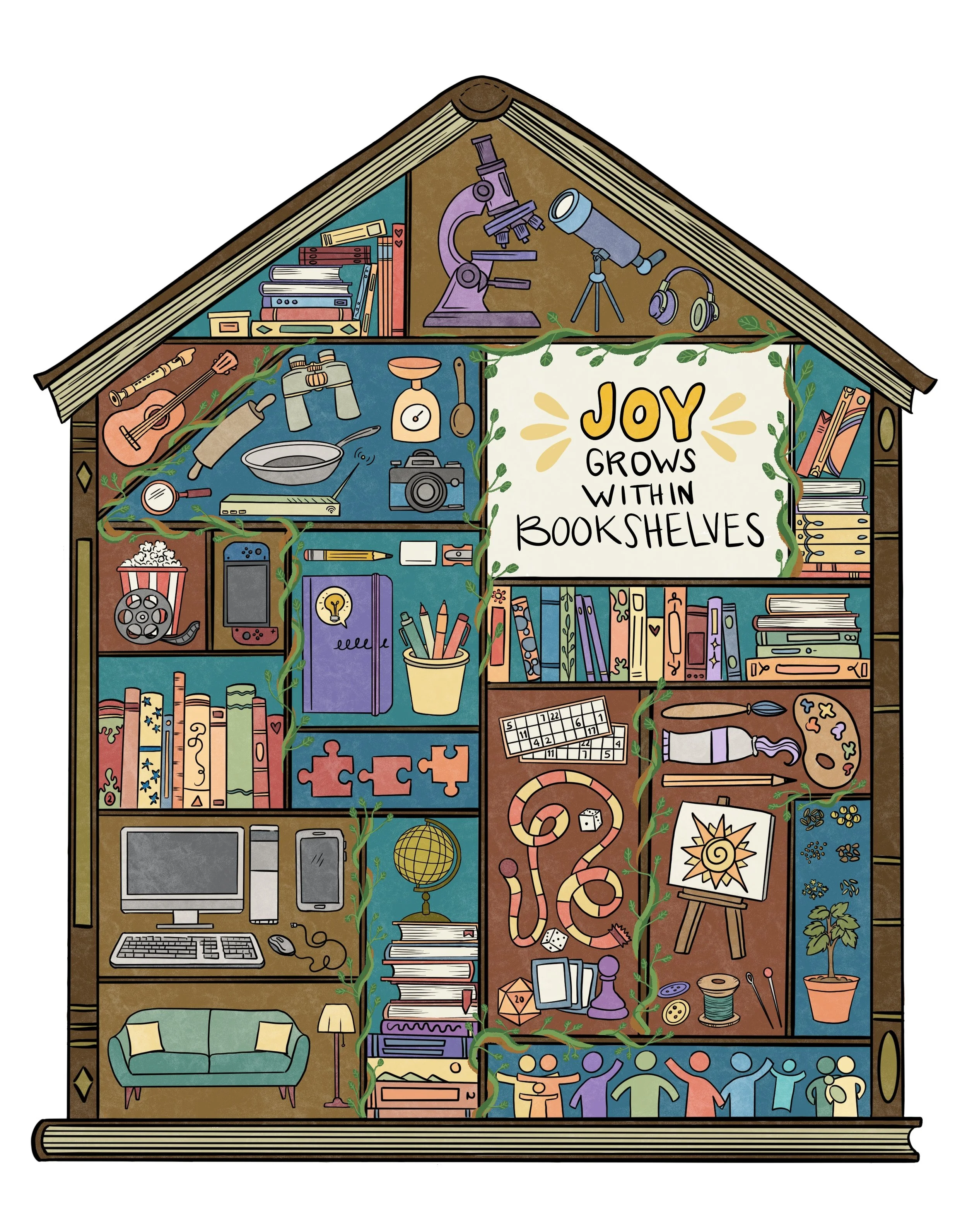 18. Title: Joy Grows Within Bookshelves, Description: One of the things I have loved most about the Eugene Public Library is the Library of Things. While I have always understood the importance of books, of knowledge, of the worlds that reading opens