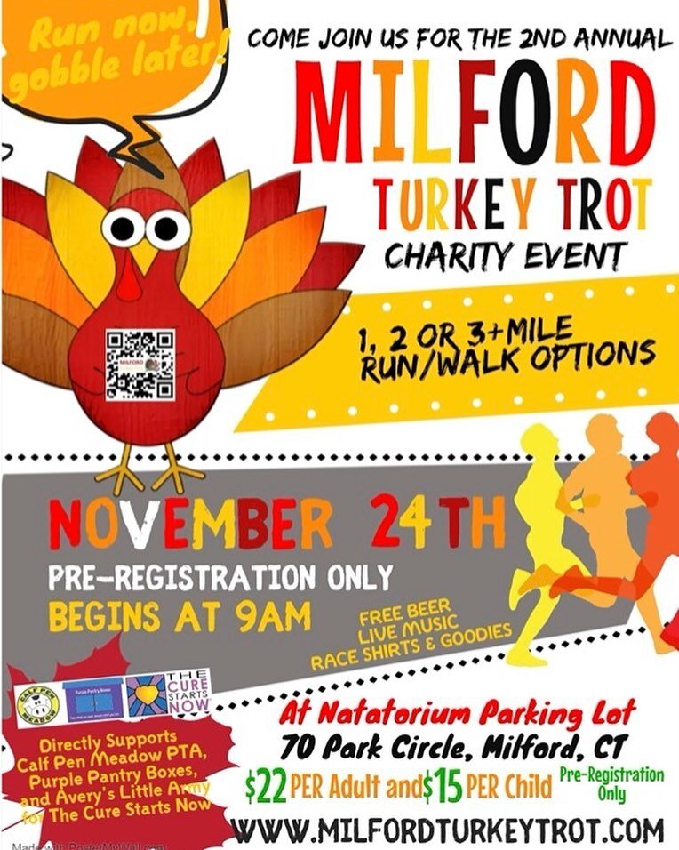 We are excited to support the 2nd Annual Milford Turkey Trot. Sign up for Milford&rsquo;s Turkey Trot today and reserve your spot to trot!

#milfordturkeytrot