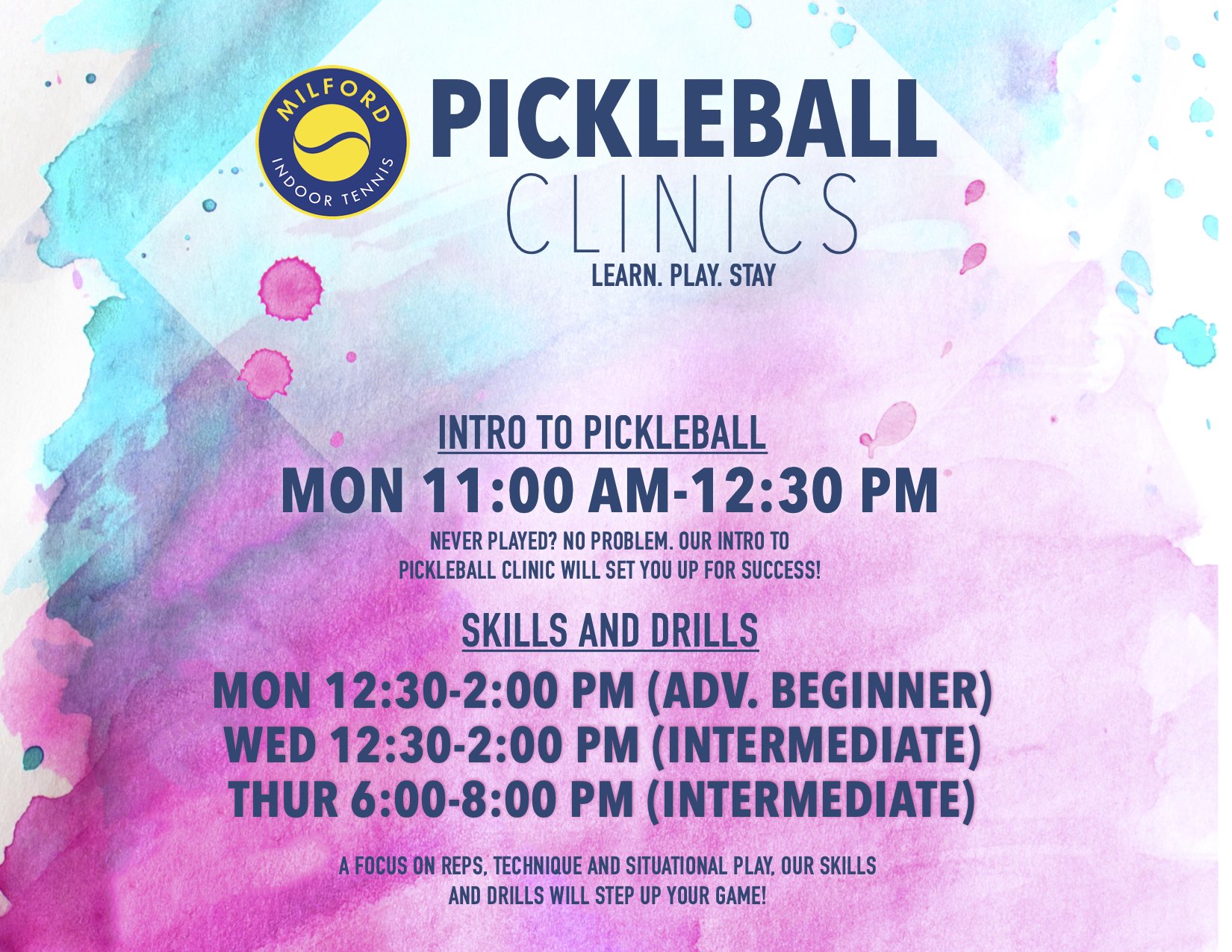 Pickleball Clinics — Milford Indoor Tennis