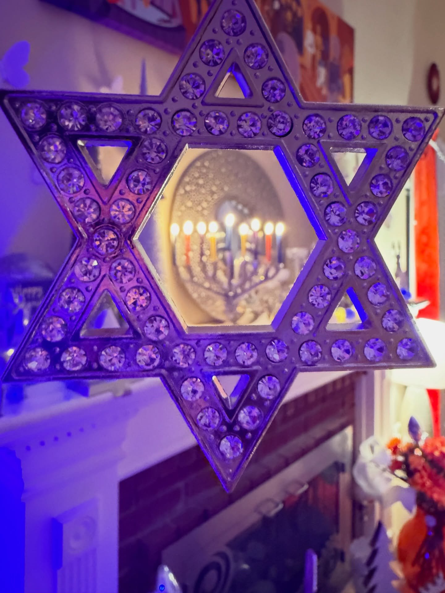 🕎✨💜 And just like that, it was the eighth night! Photos are not edited! #hanukkiah #hanukkahdecor #happyhanukkah