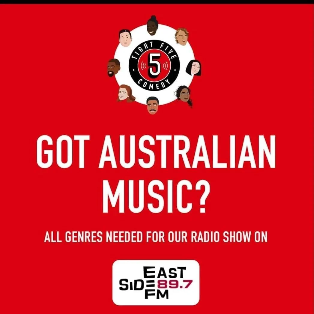 We're 110 tracks toward our goal of 48 hours of Australian music (about 350 tracks). All genres needed 🏳️&zwj;🌈🤟🏾🎤

Inbox your high-quality MP3s to tight5comedyradio@gmail.com for immediate response 🎶

Show airs Wednesday nights, 12:30-2am comi
