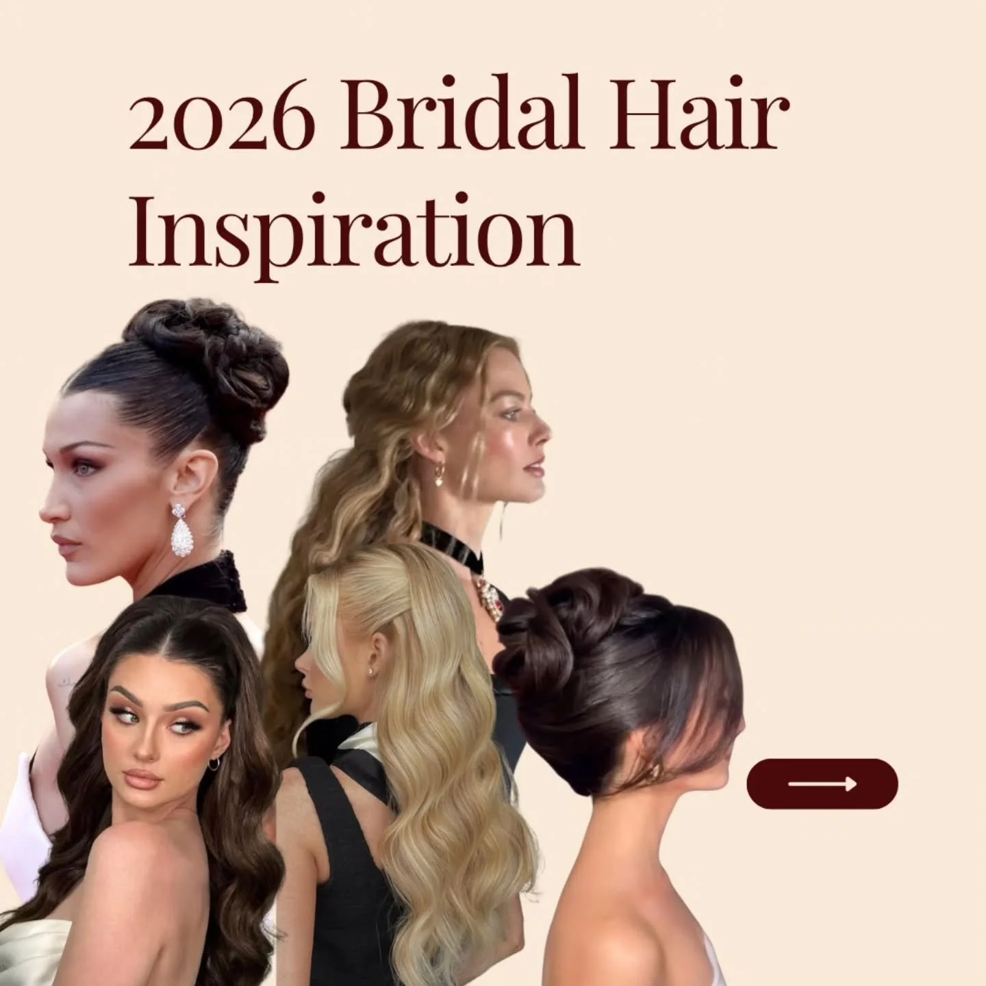 2026 Bridal Hair Inspiration ✨️

1. I love a sleek bun with some romantic texture
2. A modern take on the sleek (kim k) behind ears look 
3. Its giving royalty, elegant 
4. Loving the natural &amp; crimped textures, not so curly
5. Strategically plac