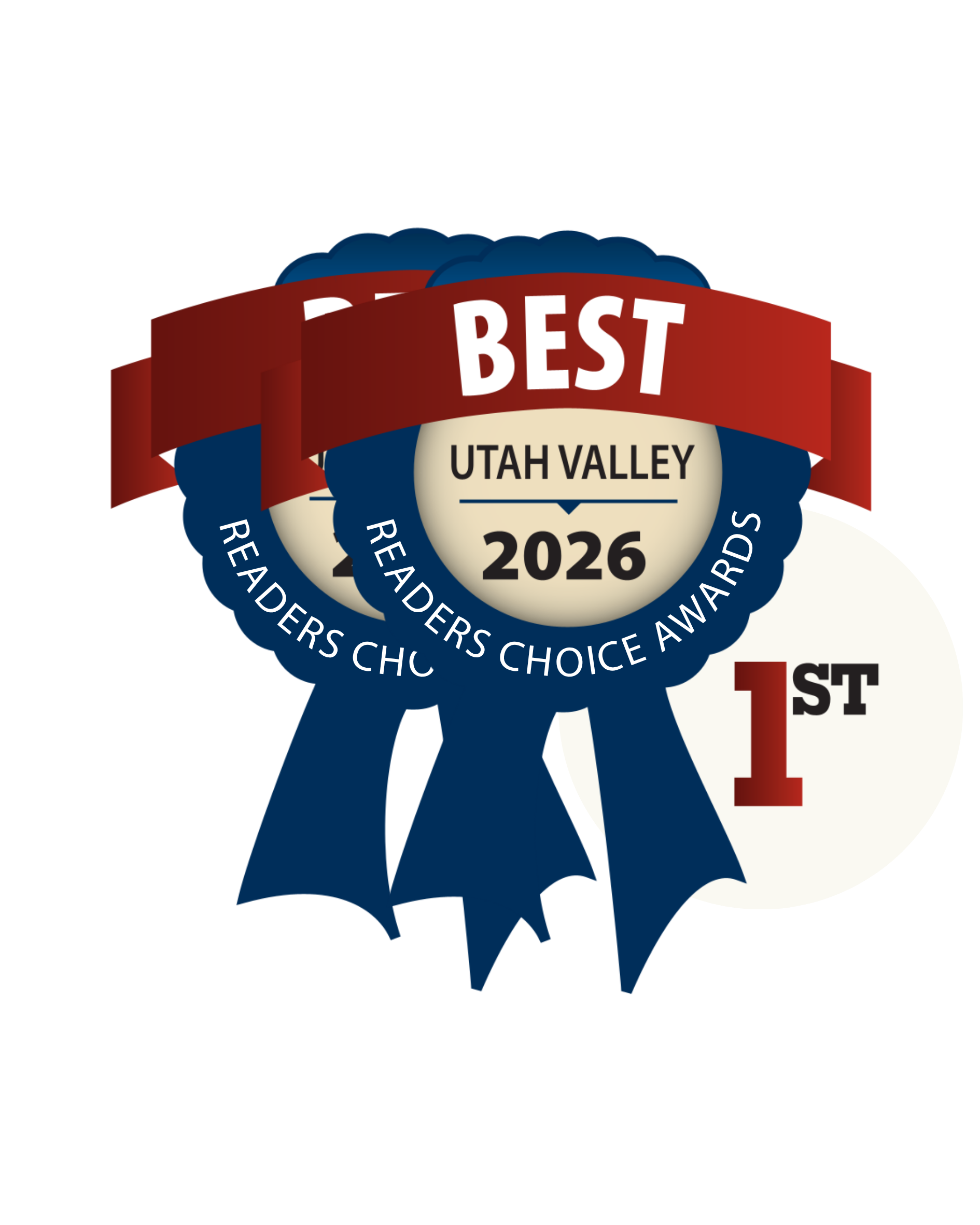An image depicting Tangible Therapy's "Best Counseling Center of Utah Valley" award in 2025 and 2026