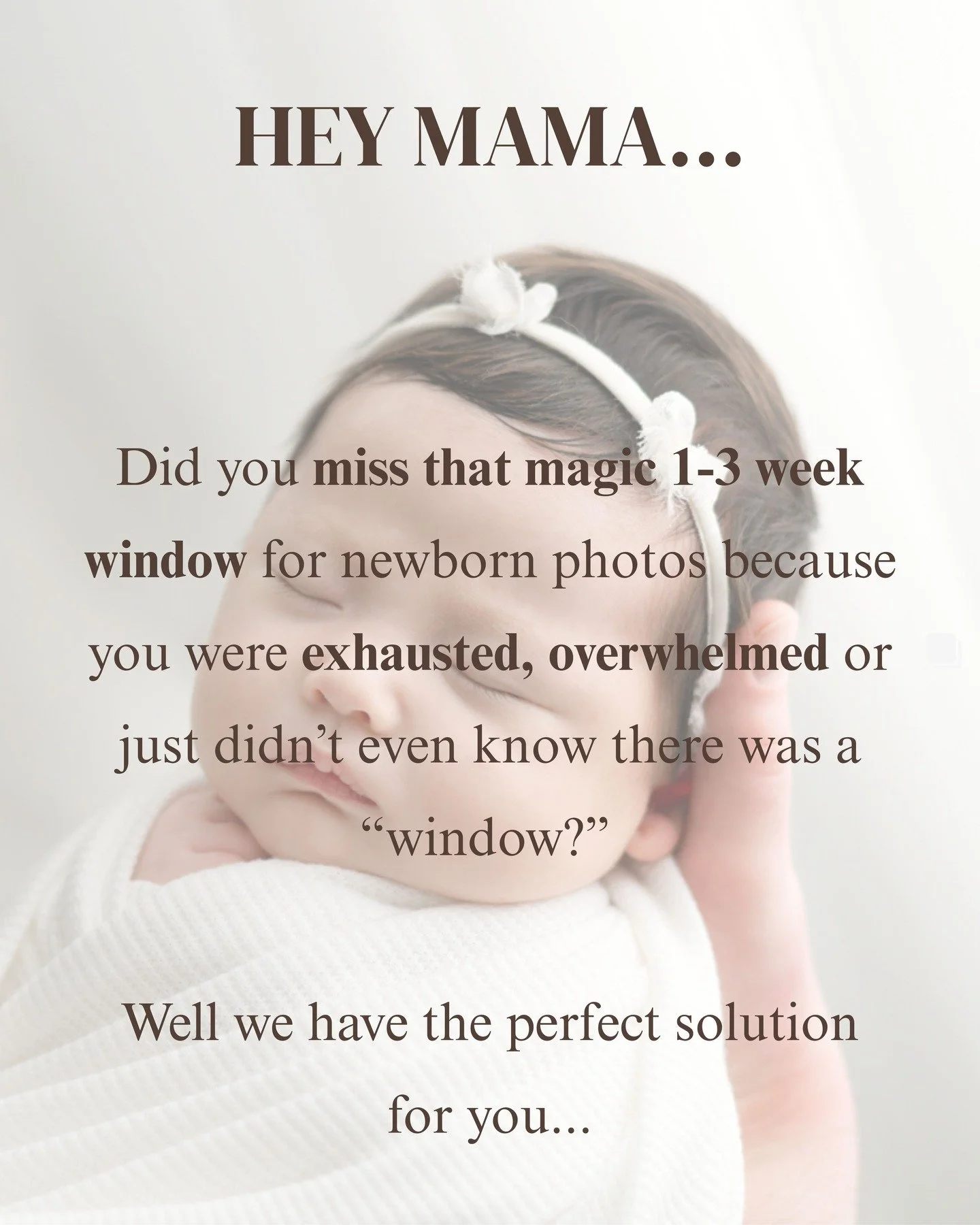 Hey mama... we know you're exhausted, and overwhelmed and scheduling baby photos just might have slipped your mind. 

No worries! You can still capture the newborn stage even if your baby is a little older. Your baby deserves to be captured, no matte