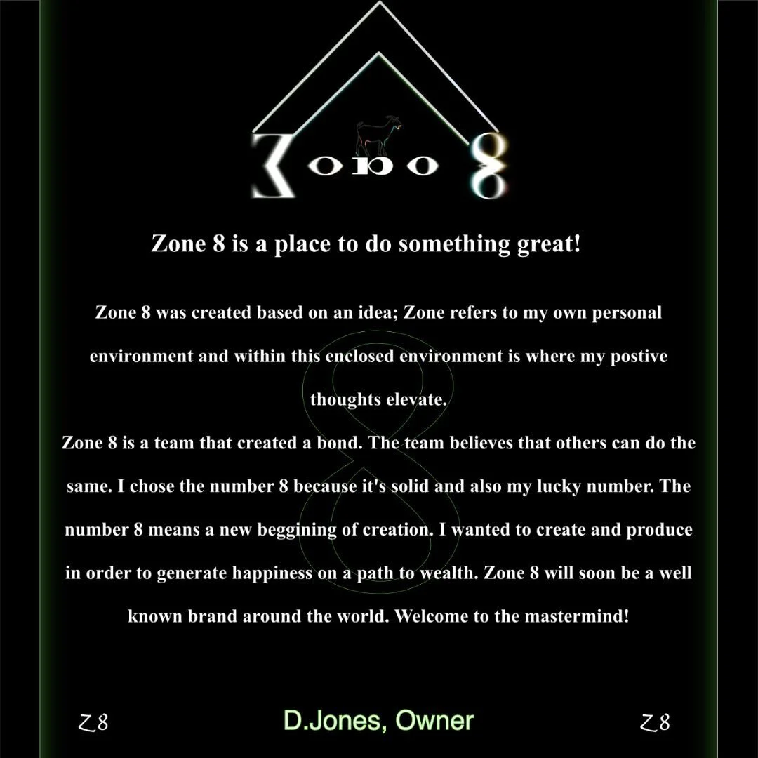 Welcome to all new potential customers! Here is a closer look at who we are as a company...Thanks for supporting Zone 8 🐐#zone8clothing #newcollection #newbuisness #apparelbrand #blackownedbusiness #llc