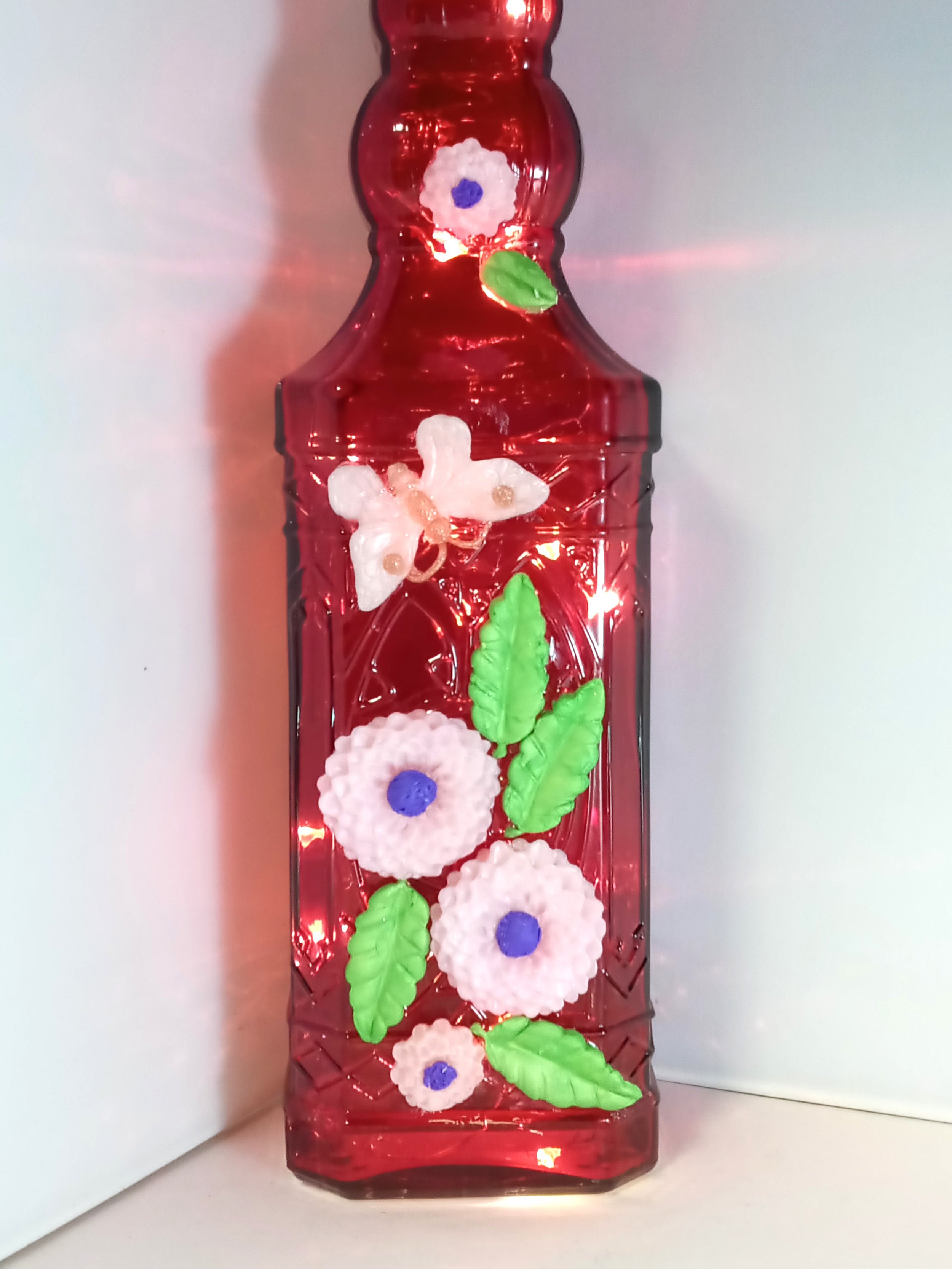 Red LED Bottle Lamp with Pink