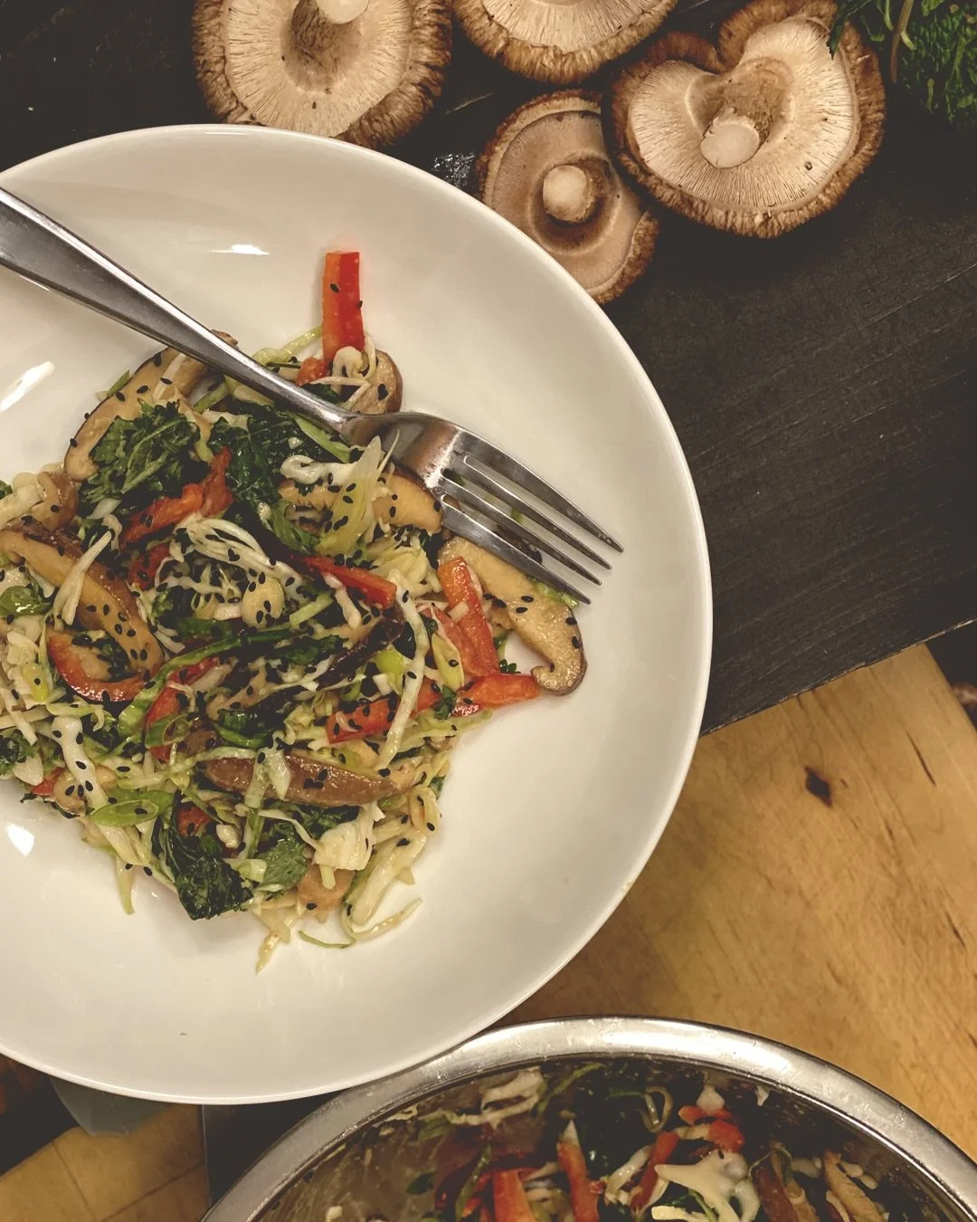 Recipe #2: Shiitake Sesame Slaw - Join @adventurouscooks and @afterlifemushrooms at the Park Slope @foodcoop this Wednesday night for @foodcoopcooks monthly cooking series. Our January installment is all things mushroom. While we&rsquo;re sold out in