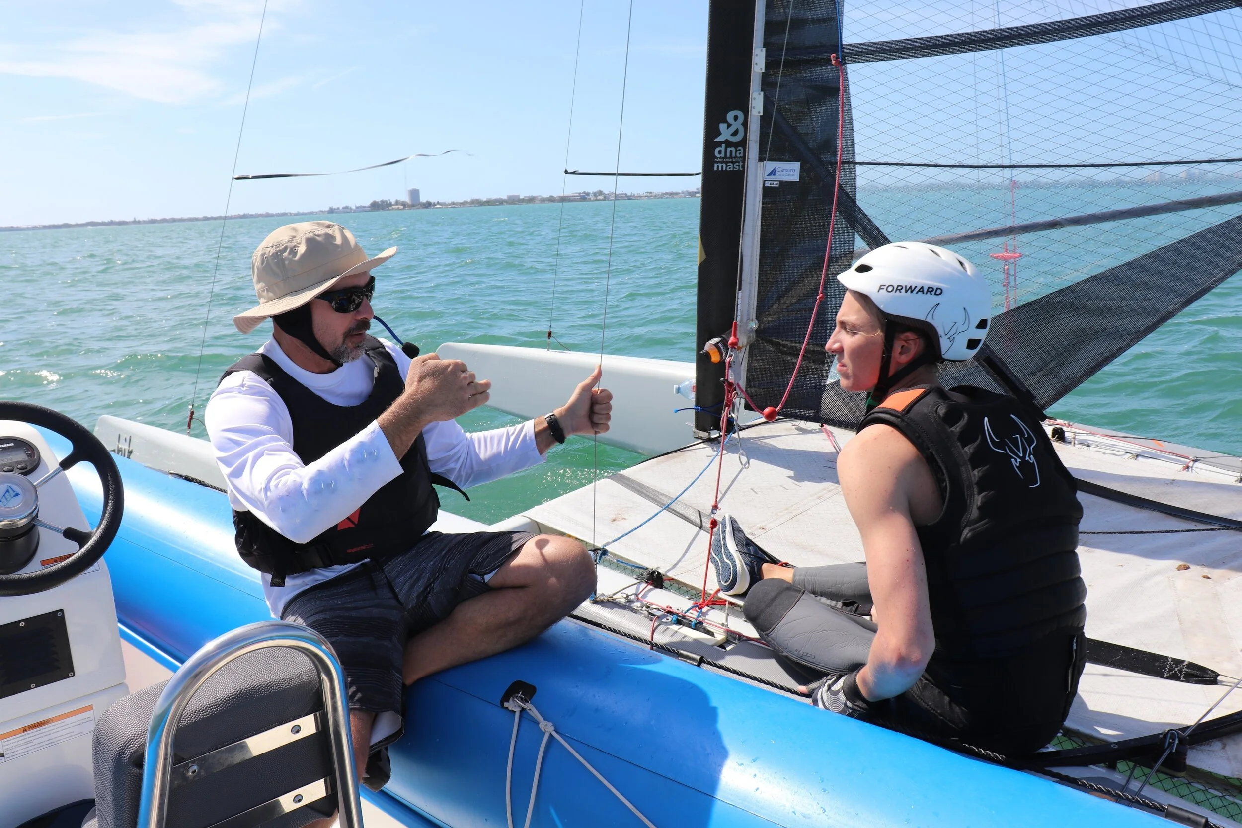 Discussing details with student during a quick break