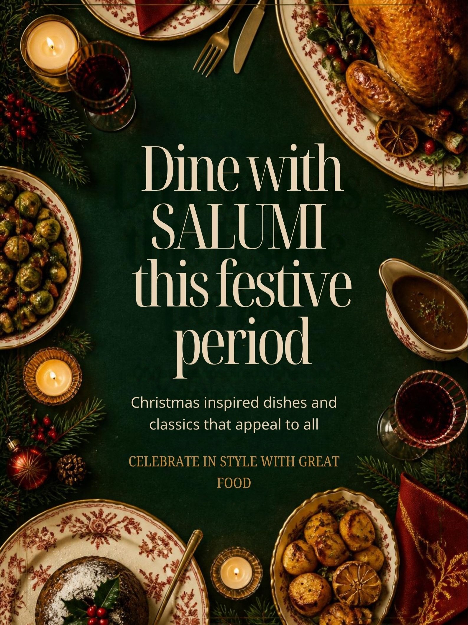 Christmas plans? We&rsquo;ve got you 🎄🥂

Our Festive Menu is ready for December &mdash; and this year we&rsquo;ve kept things very Salumi.

Christmas-inspired dishes for those who want all the festive feels, alongside plenty of Salumi favourites fo