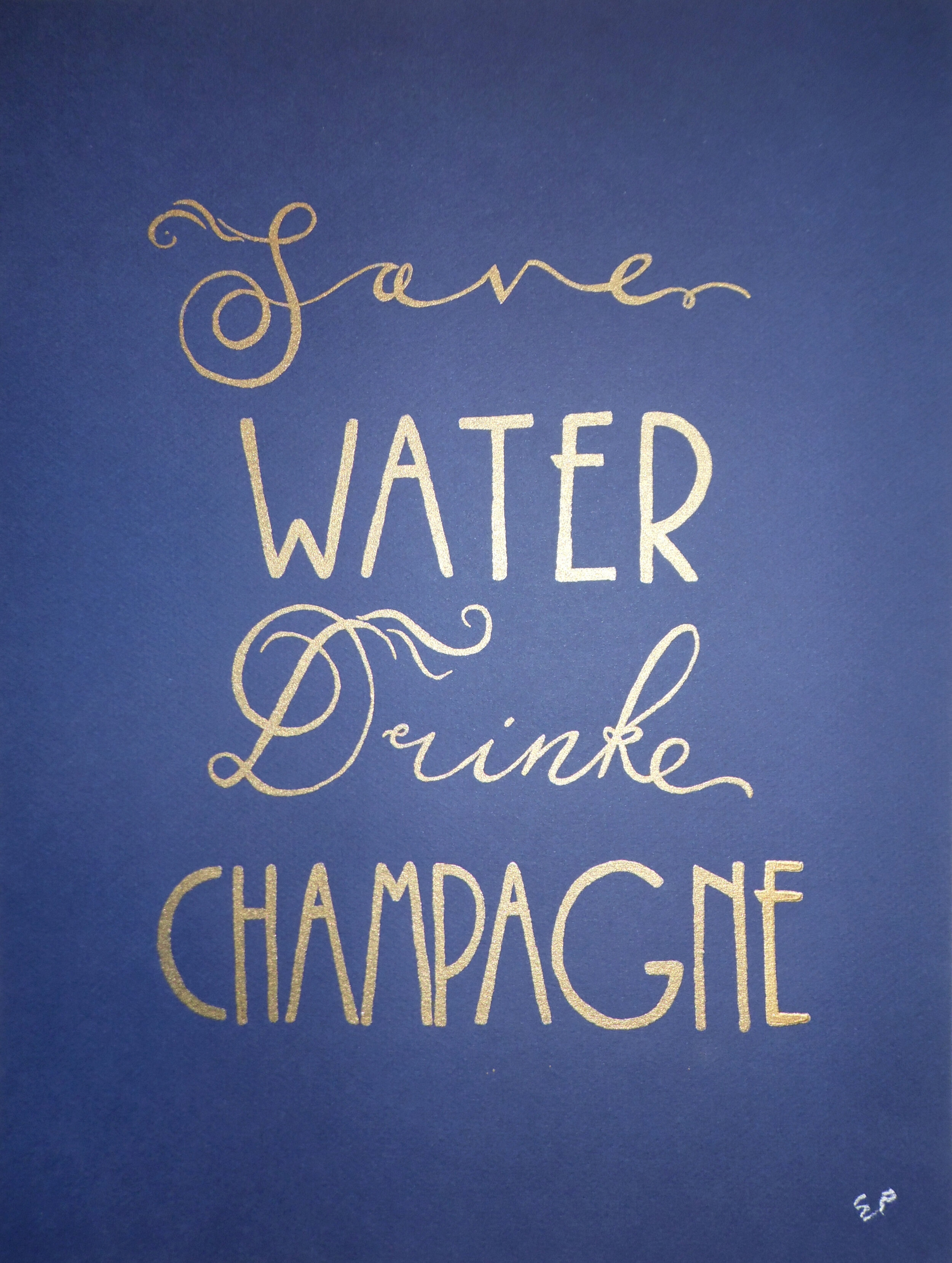 Save Water Drink Champagne Navy blue.jpg