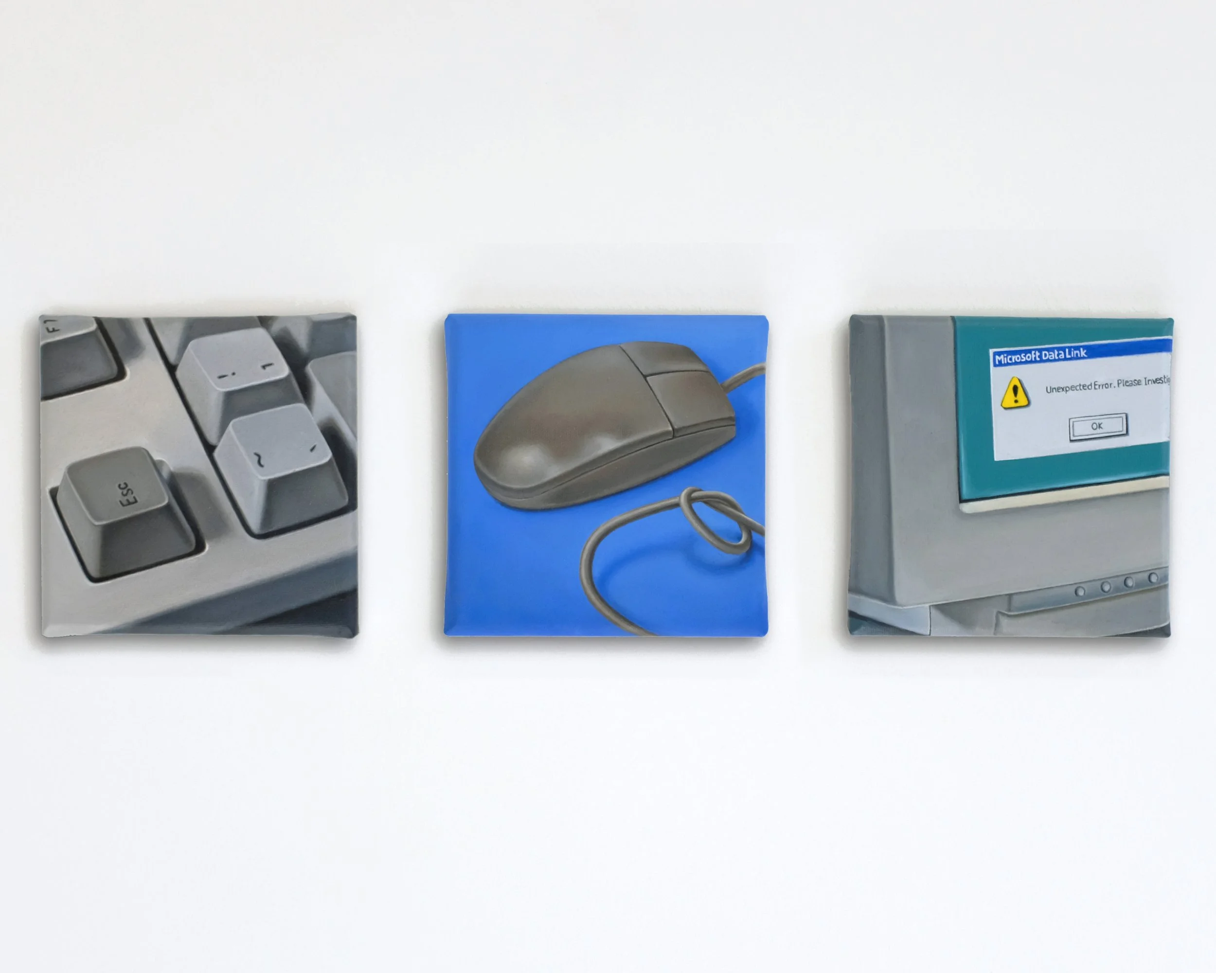 Escape, Tangled, Error | 15 x 15 cm each | oil on canvas | 2026