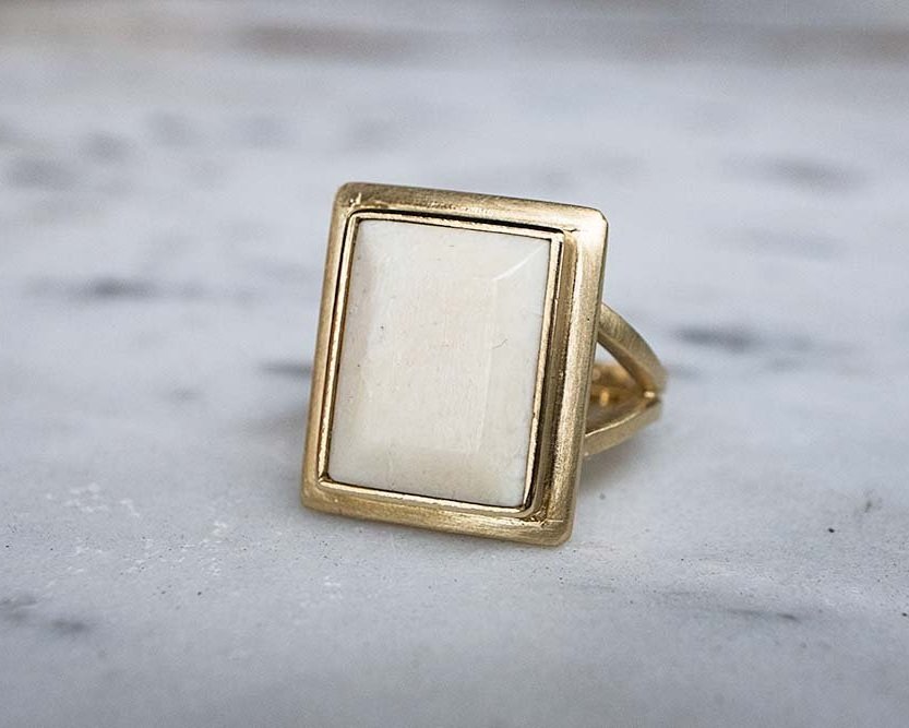 Bone & Gold Dress Ring