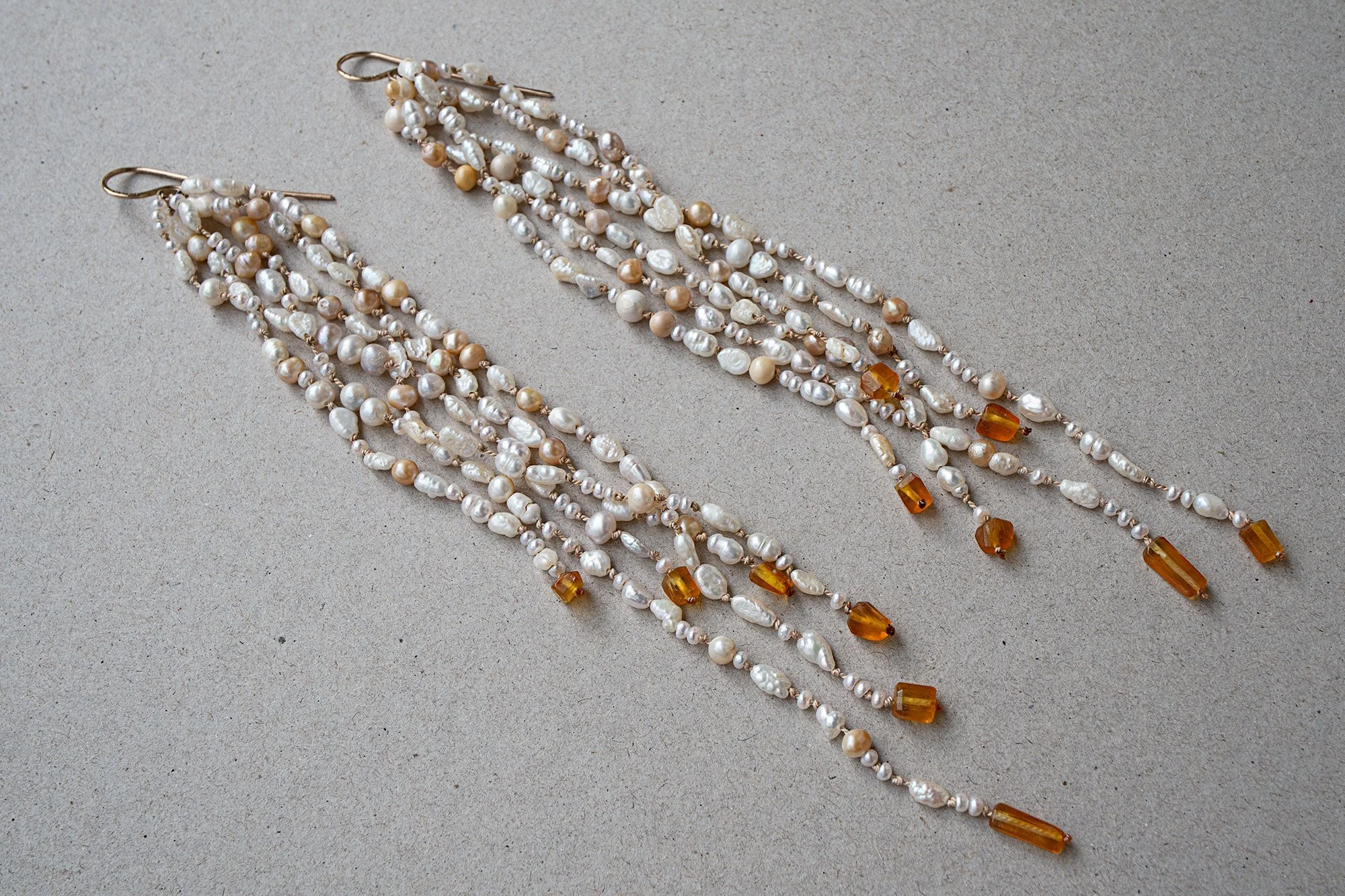Dusk Cascade earrings_pearls, amber, 9ct gold_Liv Boyle Jeweller.jpg