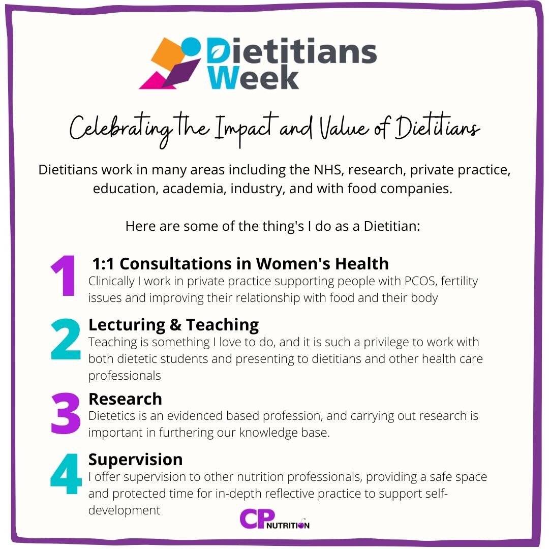 I've been off insta for a while but what better time to come back than #dietitiansweek2022 !!⁠
⁠
This year for #Dietitiansweek we are celebrating the impact and value that dietitians bring. ⁠
⁠
Training to become a dietitian takes many years and teac