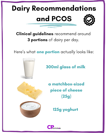 infographic showing dairy recommendations in PCOS