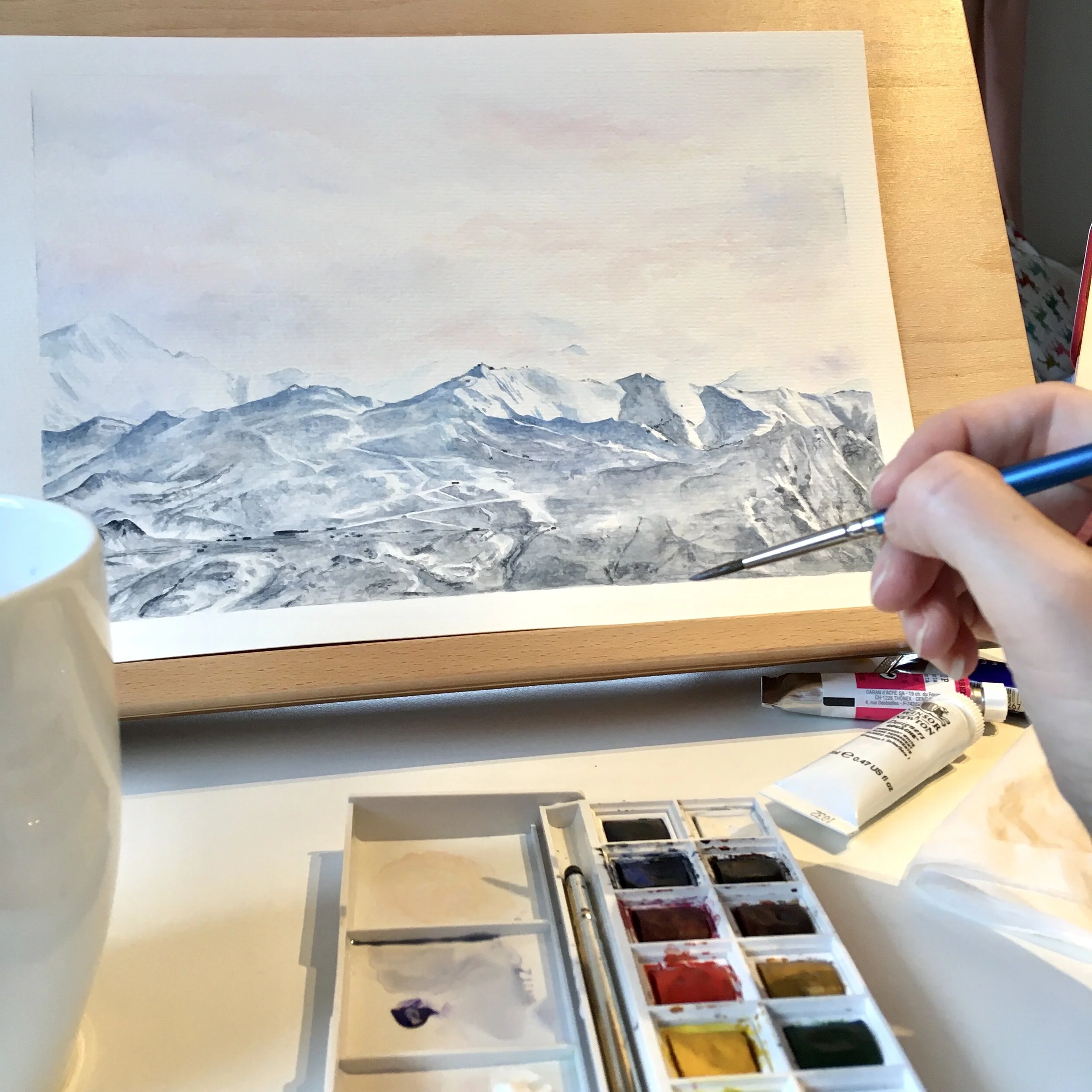 Coronet Peak New Zealand watercolour painting