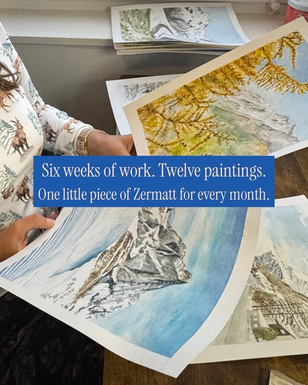 Six week of work. Twelve paintings.

My 2027 Watercolour Zermatt Wall Calendar is almost ready to be sent to print. Which scene would you most like to see on your wall? 🖼️

_______

Zermatt Watercolours | Zermatt Wall Calendar | Swiss Wall Calendar 